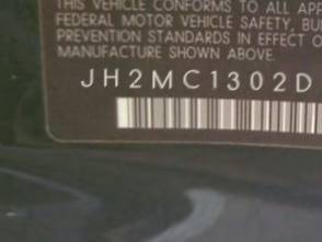 VIN prefix JH2MC1302DK7