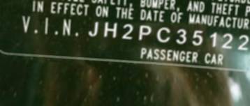 VIN prefix JH2PC35122M3