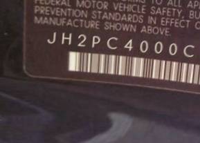 VIN prefix JH2PC4000CK5