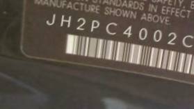 VIN prefix JH2PC4002CK5