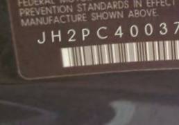 VIN prefix JH2PC40037M0