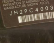 VIN prefix JH2PC4003DK6