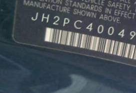 VIN prefix JH2PC40049K2