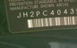 VIN prefix JH2PC4043BK4