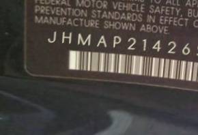 VIN prefix JHMAP21426S0