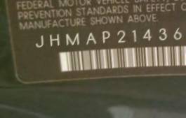 VIN prefix JHMAP21436S0