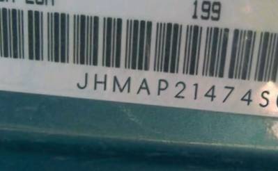 VIN prefix JHMAP21474S0