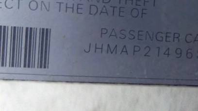VIN prefix JHMAP21496S0