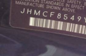 VIN prefix JHMCF8549YC0