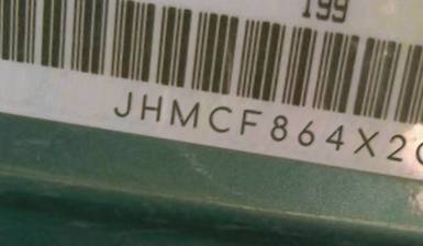 VIN prefix JHMCF864X2C0