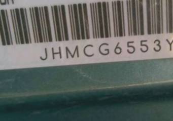 VIN prefix JHMCG6553YC0