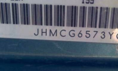 VIN prefix JHMCG6573YC0