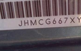 VIN prefix JHMCG667XYC0