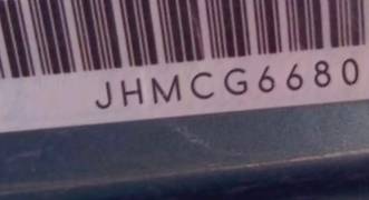 VIN prefix JHMCG6680YC0