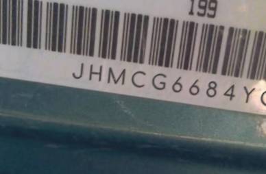 VIN prefix JHMCG6684YC0