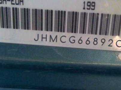 VIN prefix JHMCG66892C0