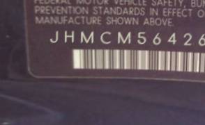 VIN prefix JHMCM56426C0