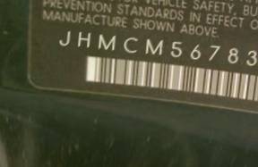 VIN prefix JHMCM56783C0