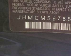 VIN prefix JHMCM56785C4