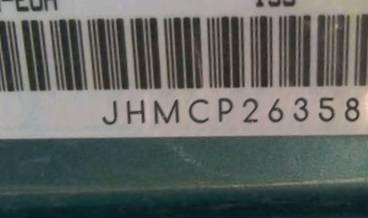 VIN prefix JHMCP26358C0