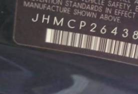 VIN prefix JHMCP26438C0