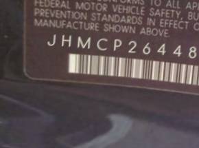 VIN prefix JHMCP26448C0