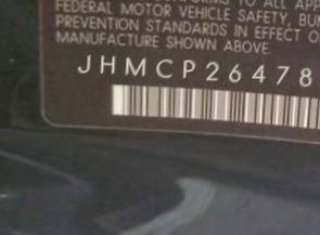 VIN prefix JHMCP26478C0