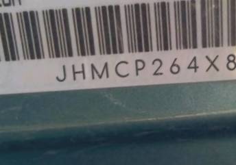 VIN prefix JHMCP264X8C0