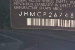 VIN prefix JHMCP26748C0