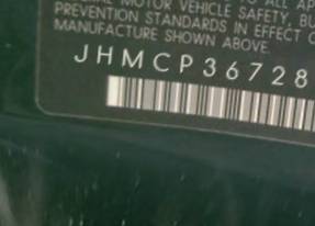 VIN prefix JHMCP36728C2
