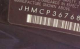 VIN prefix JHMCP36768C4