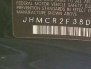 VIN prefix JHMCR2F38DC0