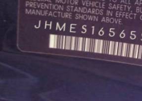 VIN prefix JHMES16565S0