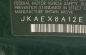 VIN prefix JKAEX8A12EA0