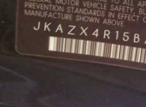 VIN prefix JKAZX4R15BA0