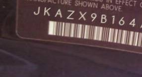 VIN prefix JKAZX9B164A0