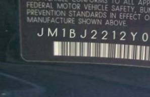 VIN prefix JM1BJ2212Y02