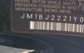 VIN prefix JM1BJ2221Y03