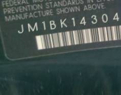 VIN prefix JM1BK1430412