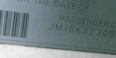 VIN prefix JM1BK3230912