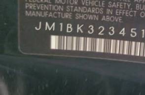VIN prefix JM1BK3234513