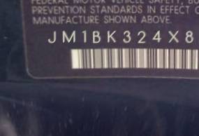 VIN prefix JM1BK324X811