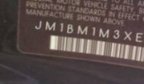 VIN prefix JM1BM1M3XE11