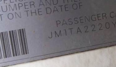 VIN prefix JM1TA2220Y16