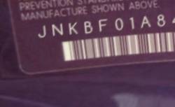 VIN prefix JNKBF01A84M5