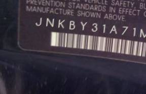 VIN prefix JNKBY31A71M1
