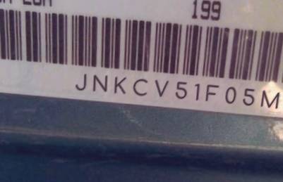 VIN prefix JNKCV51F05M3