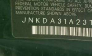 VIN prefix JNKDA31A23T1