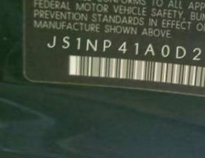 VIN prefix JS1NP41A0D21