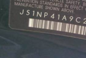 VIN prefix JS1NP41A9C21